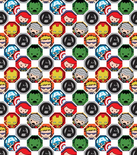 Marvel Kawaii Hex Grid Super Hero Cotton Fabric